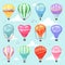 Balloon vector cartoon air-balloon or aerostat with basket flying in sky and ballooning adventure flight illustration