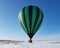 Balloon winter landing, blue sky background