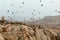 Ballooning At Cappadocia. Colorful Hot Air Balloons In Sky