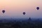 Balloons across the Bagan in sunrise