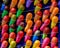 Balloons arranged in line for shooting