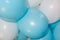 Balloons color celebration blue and white party inflated and tied together wallpaper background