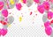 Balloons Colored confetti with ribbons and festoons on the whit