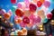 Balloons create a cheerful backdrop, perfect for a joyous birthday occasion