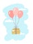 The balloons delivers the packages. Design for online store delivery service. Vector