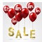 Balloons and discounts sale on background