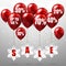 Balloons and discounts on sale background