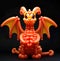 A balloons dragon shaped like a dragon with orange eyes with black background