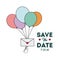 Balloons and envelope icon. Invitation and save the date design.