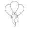Balloons festive party decoration cartoon in black and white