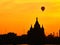 Balloons fly over the city. Warm summer evening. Balloon Festival