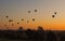 Balloons flying over Dhammayangyi Temple in Bagan Myanmar, Ballooning over Bagan is one of the most memorable action for tourists