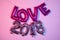 Balloons forming the word love and the number 2018