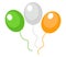 Balloons green, orange, white, icon flat style. St. Patrick`s Day symbol. Isolated on background. Vector illustration.
