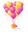 Balloons heart with gift