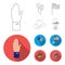 Balloons, national flag, cowboy hat, palm hand.Patriot day set collection icons in outline,flat style vector symbol