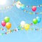 Balloons with pennants and Sun