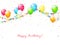 Balloons and pennants on white background