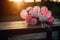 Balloons and Peonies on Bench