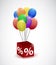Balloons and percentage cube illustration design