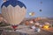 Balloons in rose valley, Cappadocia. Flights in Goreme. Turkey