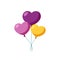 Balloons in shape of heart. Bunch of helium balloons. Vector illustration