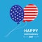 Balloons with stars and strips flying in the sky. Happy independence day United states of America. 4th of July. Flat design