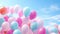 balloons of various colors On a background of a vibrant pastel color