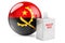 Ballot box with Angolan flag. Election in Angola. 3D rendering