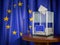 Ballot box with European Union EU flag