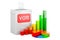 Ballot box with growth bar graph and pie chart, 3D rendering