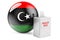 Ballot box with Libyan flag. Election in Libya. 3D rendering