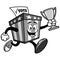 Ballot Box Mascot Running with Trophy Illustration