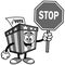 Ballot Box Mascot with Stop Sign Illustration