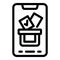 Ballot box on phone icon outline vector. Vote election