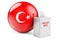 Ballot box with Turkish flag. Election in Turkey. 3D rendering