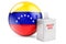 Ballot box with Venezuelan flag. Election in Venezuela. 3D rendering