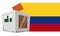 Ballot box, vote and Colombia`s flag for elections season, Vector illustration