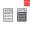 Ballot paper line and glyph icon, election and checklist, voting paper sign vector graphics, editable stroke linear icon
