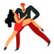 Ballroom dance, pair dancing tango, isolated characters