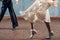 Ballroom dance. Young couple ballroom dancers. Studio shot