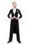 Ballroom dancer dressed in a tailcoat on white background