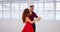 Ballroom and salsa dancer couple, practice and training together for fitness, choreography and wellness. Black man