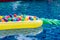 Balls on the float, floating tires, bright, summer toys, vacation, fun