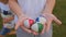 Balls in the hands are prop used by jugglers. This three-pack of juggling balls