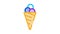 balls of ice cream in waffle cone Icon Animation