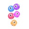 Balls with lotto bingo numbers, lottery numbered balls for keno game, icon flat style. Isolated on a white background