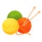 Balls of yarn with knitting needles. Clews  skeins of wool. Tools for handicraft  hand-knitting