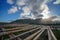 Ballstad, Norway - June 28, 2018: Wooden structure at Lofoten for drying fish