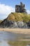 Ballybunion castle with scafolding on cliff